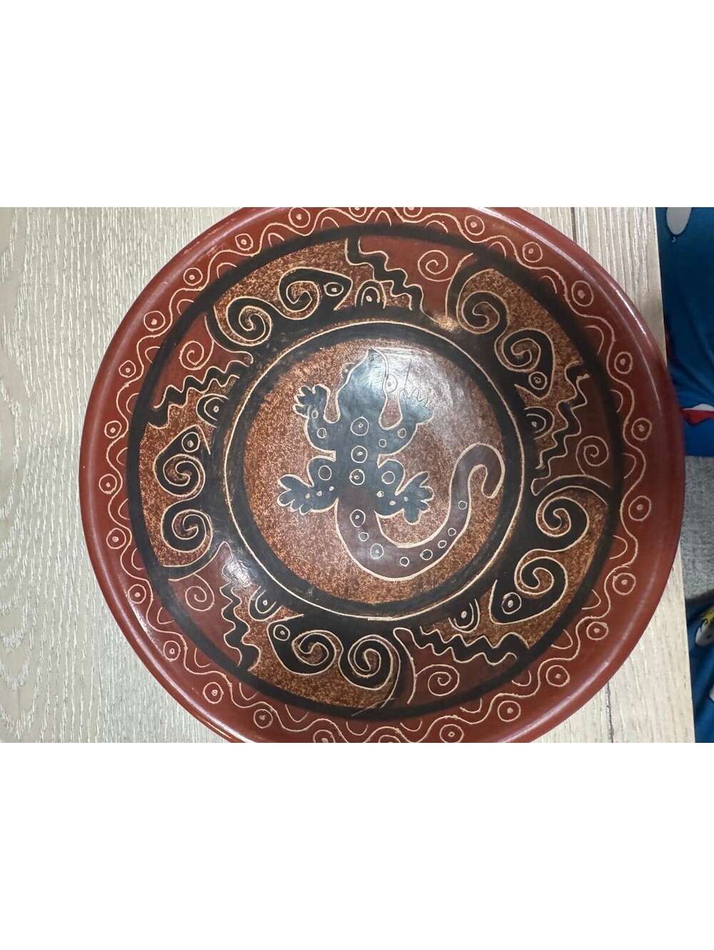 Costa Rica Signed Pottery Lizard Bowl Hand Painted Decorative Ceramic
